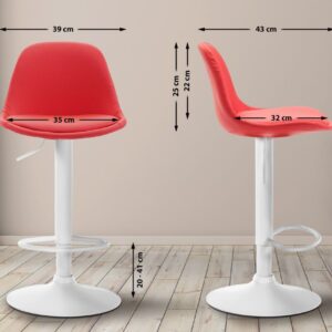 Barhocker Kiel Vollgepolstert Kunstleder weiß rot