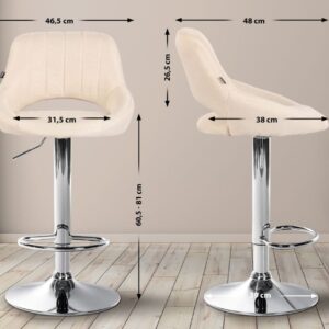 Barhocker Milet Stoff chrom creme