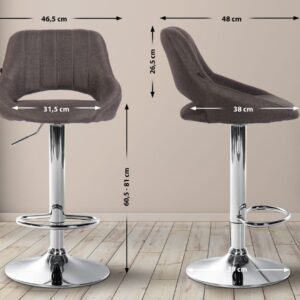 Barhocker Milet Stoff chrom dunkelgrau