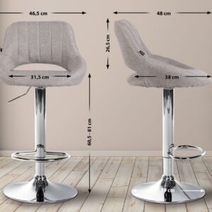 Barhocker Milet Stoff chrom grau