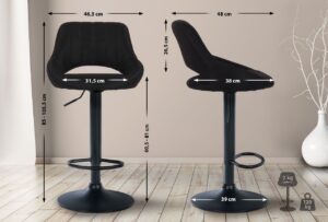 Barhocker Milet Stoff schwarz schwarz