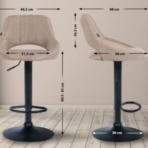 Barhocker Milet Stoff schwarz taupe