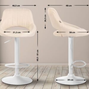 Barhocker Milet Stoff weiß creme
