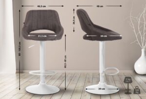 Barhocker Milet Stoff weiss dunkelgrau