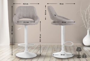 Barhocker Milet Stoff weiss grau