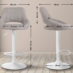 Barhocker Milet Stoff weiß grau