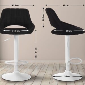 Barhocker Milet Stoff weiß schwarz