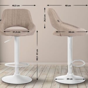 Barhocker Milet Stoff weiß taupe