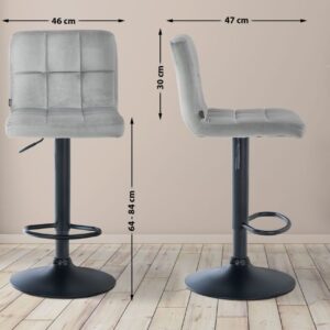 Barhocker Peru Samt schwarz grau