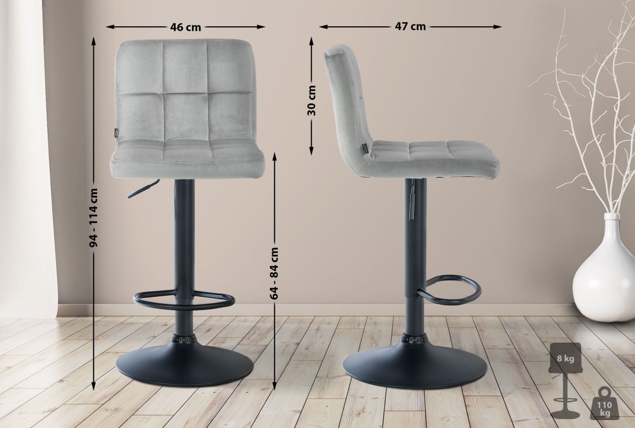 Barhocker Peru Samt schwarz grau 1 Barhocker Peru Samt schwarz grau