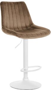 Barhocker Toni Samt weiss braun