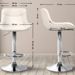 Barhocker Vonore Kunstleder chrom creme