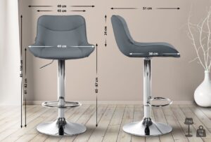 Barhocker Vonore Kunstleder chrom grau