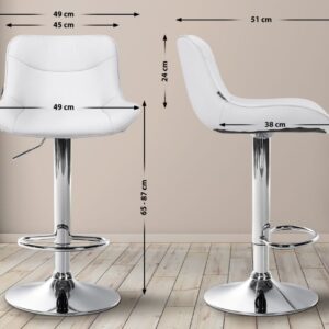 Barhocker Vonore Kunstleder chrom weiß