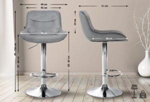 Barhocker Vonore Samt chrom grau