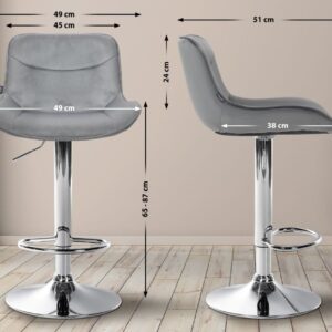 Barhocker Vonore Samt chrom grau