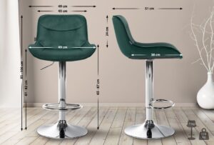 Barhocker Vonore Samt chrom gruen