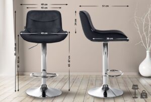 Barhocker Vonore Samt chrom schwarz