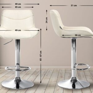 Barhocker Vonore Stoff chrom creme