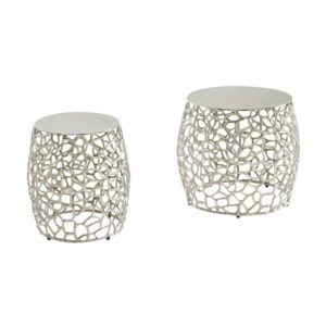 Beistelltisch 2er Set Aluminium Silber Design Satztisch Metall Rund