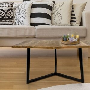 Beistelltisch 56 x 47 cm nachhaltig Wohnzimmer Tisch Couchtisch Nizza Metall-Gestell schwarz - weiß schwarz matt - tabacco