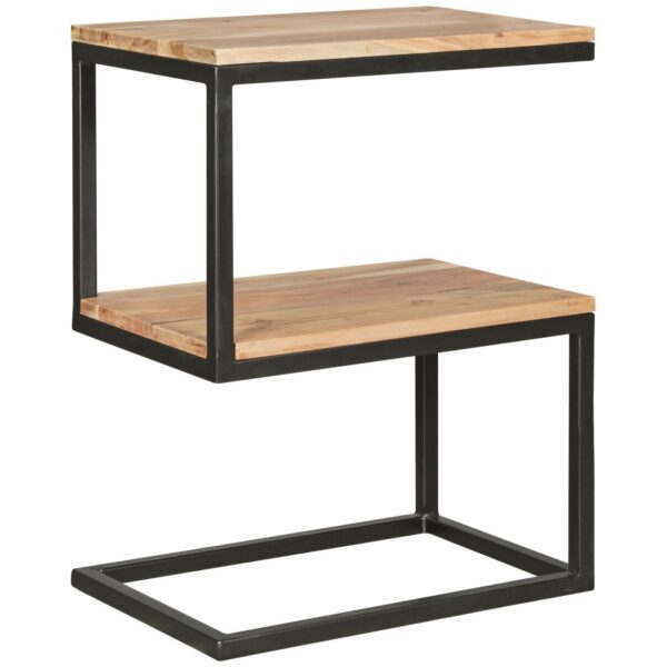 Beistelltisch AKOLA S-Form Massiv-Holz Akazie / Metall 45 x 60 x 30 cm