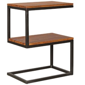 Beistelltisch AKOLA S-Form Massiv-Holz Sheesham / Metall 45 x 60 x 30 cm