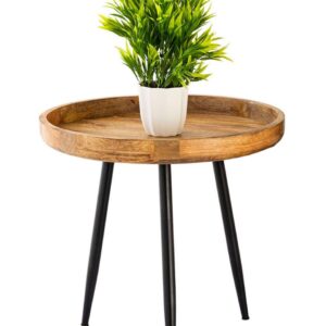 Beistelltisch Holz rund ø 40 o. 50cm Vancouver Couchtisch Wohnzimmer Tisch Metall-Füße schwarz matt Durchmesser 50 - Höhe 48 cm