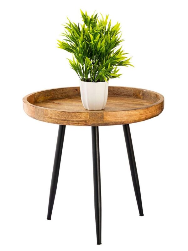 Beistelltisch Holz rund ø 40 o. 50cm Vancouver Couchtisch Wohnzimmer Tisch Metall-Füße schwarz matt Durchmesser 50 - Höhe 48 cm