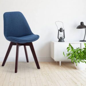 Besucherstuhl Borneo V2 Walnuss Stoff blau