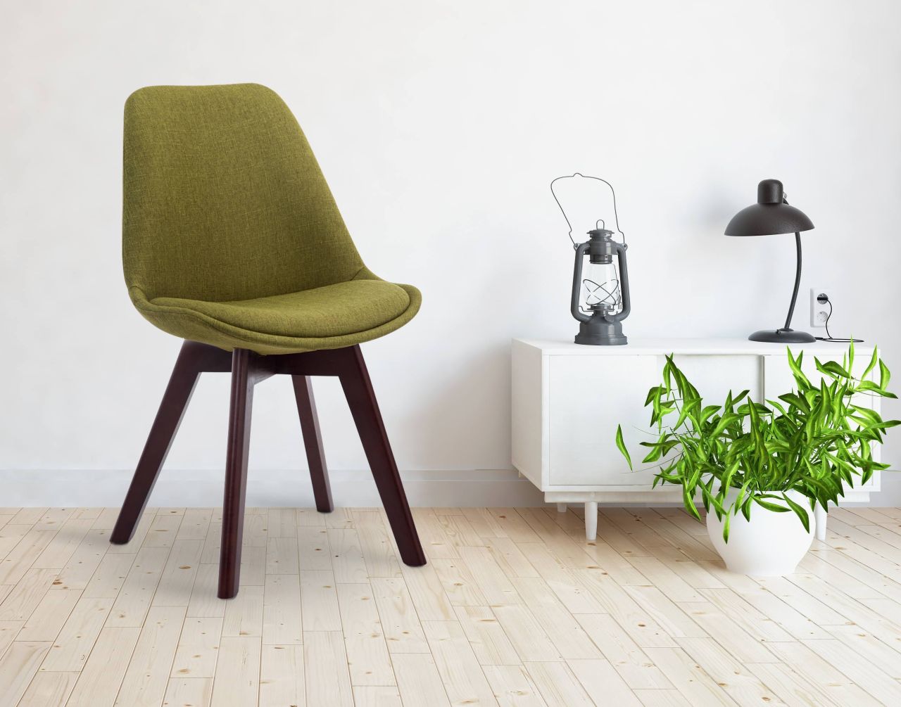 Besucherstuhl Borneo V2 Walnuss Stoff grün 1 Besucherstuhl Borneo V2 Walnuss Stoff grün