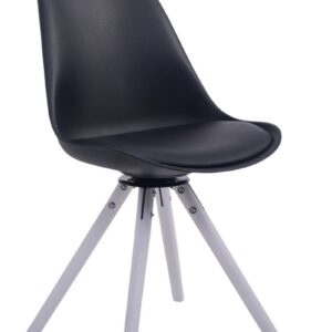 Besucherstuhl Troyes Drehbar Weiß Rund schwarz