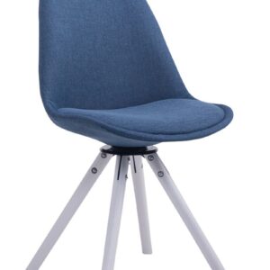 Besucherstuhl Troyes Drehbar Weiß Stoff Rund blau