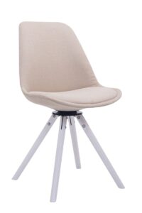 Besucherstuhl Troyes Drehbar Weiss Stoff Rund creme