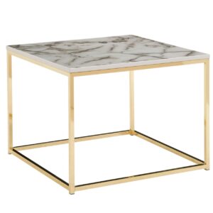 Couchtisch 60x60x45 cm mit Marmor Optik Weiß / Gold