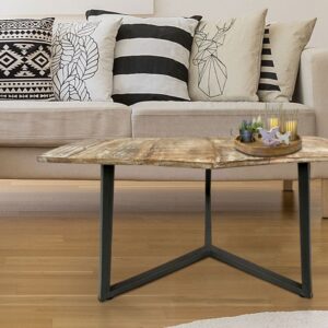 Couchtisch 74 x 56 cm nachhaltig Wohnzimmer Tisch Beistelltisch Lyon Metall-Gestell altsilber - weiß gekälkt