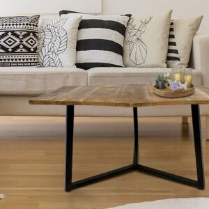 Couchtisch 74 x 56 cm nachhaltig Wohnzimmer Tisch Beistelltisch Lyon Metall-Gestell schwarz matt - tabacco