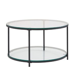 Couchtisch 80x80x45 cm Glas / Metall Wohnzimmertisch Rund Modern