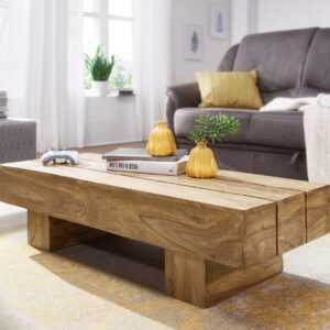 Couchtisch LUCCA Massiv-Holz Akazie 120cm breit Design Wohnzimmer-Tisch dunkel-braun Landhaus-Stil Beistelltisch
