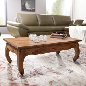 Couchtisch Massiv-Holz Sheesham 110 cm breit Wohnzimmer-Tisch Design dunkel-braun Landhaus-Stil Beistelltisch