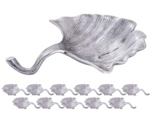 Dekoschale Schale Masterbox 12 teilig Aluminium Ginkgo gross gold o. silber Blattschale silber