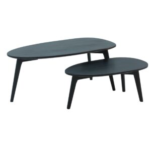Design Couchtisch 2er Set Mango Massivholz Wohnzimmertisch Schwarz