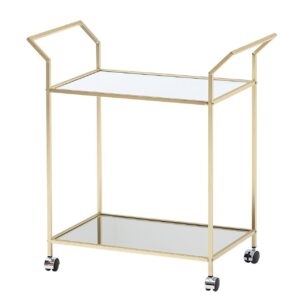 Design Servierwagen Gold 73x78x37 cm Küchenwagen Glas / Metall