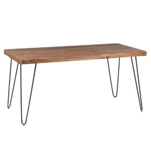 Esstisch BAGLI Massivholz Sheesham 120 cm Esszimmer-Tisch Holztisch Metallbeine Küchentisch Landhaus dunkel-braun