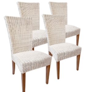 Esszimmer Stühle Rattanstühle 4 Stück Esstisch Stühle Wintergarten Cardine weiß ohne Sitzkissen