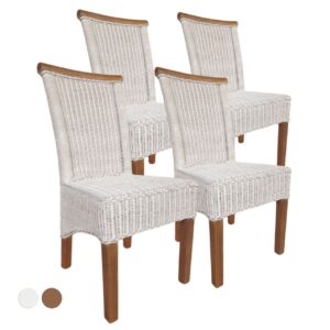 Esszimmer Stühle Set Rattanstühle Perth 4 Stück weiß Esstisch Stühle Korbstühle nachhaltig ohne Sitzkissen