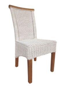 Esszimmer Stuhl Rattanstuhl Esstisch Stuhl weiss Perth Rattan natur Korbstuhl nachhaltig ohne Sitzkissen