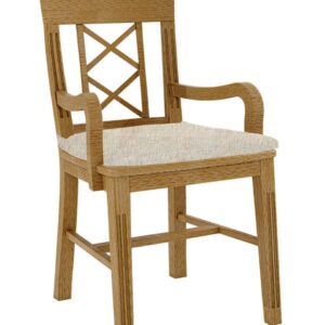 Esszimmer Stuhl mit Armlehnen Chalet mit Holzsitz und losem Sitzkissen Pinie massiv Pinie karamell mit Sitzkissen beige - sublim 02