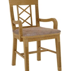 Esszimmer Stuhl mit Armlehnen Chalet mit Holzsitz und losem Sitzkissen Pinie massiv Pinie karamell mit Sitzkissen hellbraun - sublim 11