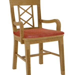 Esszimmer Stuhl mit Armlehnen Chalet mit Holzsitz und losem Sitzkissen Pinie massiv Pinie karamell mit Sitzkissen terracotta - sublim 27
